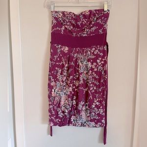 Italian Floral Strapless Dress